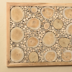 MACABANE - Décoration murale 120x70cm mosaïques n°1 en teck, cadre naturel