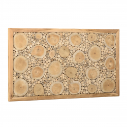 MACABANE - Décoration murale 120x70cm mosaïques n°1 en teck, cadre naturel