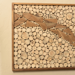 MACABANE - Décoration murale 120x70cm mosaïques n°2 en teck, cadre naturel
