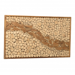 MACABANE - Décoration murale 120x70cm mosaïques n°2 en teck, cadre naturel