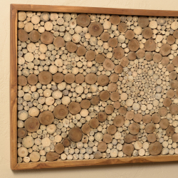 MACABANE - Décoration murale 120x70cm mosaïques n°3 en teck, cadre naturel