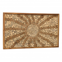 MACABANE - Décoration murale 120x70cm mosaïques n°3 en teck, cadre naturel