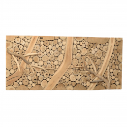 MACABANE - Décoration murale rectangulaire 120x50cm mosaïques en teck
