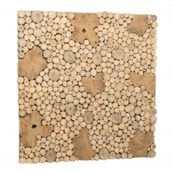 MACABANE - Décoration murale carrée 100x100cm mosaïques en teck - modèle 1