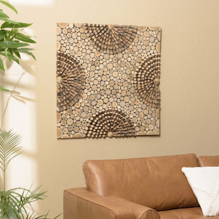 MACABANE - Décoration murale carrée 100x100cm mosaïques en teck - modèle 2