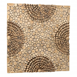 MACABANE - Décoration murale carrée 100x100cm mosaïques en teck - modèle 2