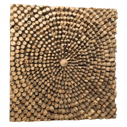 MACABANE - Décoration murale carrée 100x100cm branches de teck - modèle 1