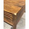 MACABANE - Table basse carrée 70x70cm en bois de manguier 2 tiroirs ajourés