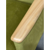 MACABANE - Fauteuil velours vert pieds et accoudoirs bois
