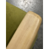 MACABANE - Fauteuil velours vert pieds et accoudoirs bois