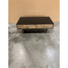MACABANE - Table basse 2 tiroirs scandi Sapin marqueté pieds métal