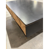 MACABANE - Table basse 2 tiroirs scandi Sapin marqueté pieds métal