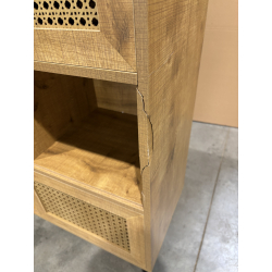 MACABANE - Buffet marron 3 niches 3 portes effet cannage pieds métal
