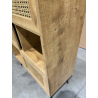MACABANE - Buffet marron 3 niches 3 portes effet cannage pieds métal