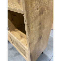 MACABANE - Buffet marron 3 niches 3 portes effet cannage pieds métal