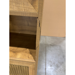 MACABANE - Buffet marron 3 niches 3 portes effet cannage pieds métal
