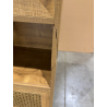 MACABANE - Buffet marron 3 niches 3 portes effet cannage pieds métal