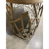 MACABNE - Table basse ovale 150x60cm aluminium doré piètement graphique