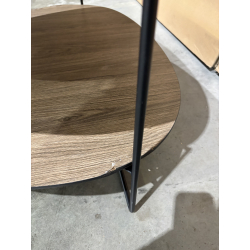 MACABANE - Table basse 2 plateaux forme ovoïde couleur mocha pieds métal