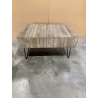 MACABANE - Table basse nature 2 tiroirs Teck - pieds épingles scandi