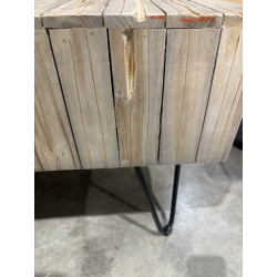 MACABANE - Table basse nature 2 tiroirs Teck - pieds épingles scandi