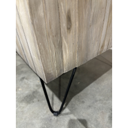 MACABANE - Table basse nature 2 tiroirs Teck - pieds épingles scandi