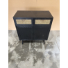 MACABANE - Buffet bois noir 2 tiroirs cannage 2 portes