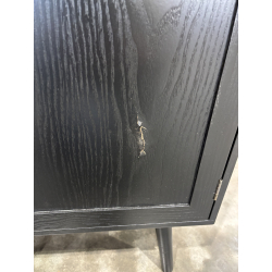 MACABANE - Buffet bois noir 2 tiroirs cannage 2 portes