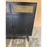 MACABANE - Buffet bois noir 2 tiroirs cannage 2 portes