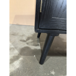 MACABANE - Buffet bois noir 2 tiroirs cannage 2 portes