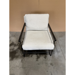 MACABANE - Fauteuil tissu écru 1 coussin structure métallique