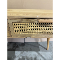 MACABANE - Console deux tiroirs cannage couleur naturel