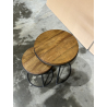 MACABANE - Set de 2 tables d'appoint rondes gigogne Teck recyclé Acacia