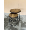 MACABANE - Set de 2 tables d'appoint rondes gigogne Teck recyclé Acacia