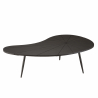 MACABANE - Table basse ovoïde plateau texturé noir mat pieds en fer noir