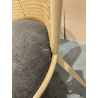 MACABANE - Lot de 2 chaises assise tissu taupe large dossier effet cannage