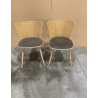 MACABANE - Lot de 2 chaises assise tissu taupe large dossier effet cannage