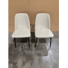 MACABANE - Lot de 2 chaises tissu écru dossier droit pieds acier noir