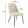 MACABANE - Lot de 2 chaises tissu écru dossier droit pieds acier noir
