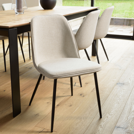 MACABANE - Lot de 2 chaises tissu écru