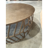 MACABANE - Table basse ronde 89x89cm aluminium doré piètement graphique