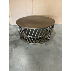 MACABANE - Table basse ronde 89x89cm aluminium doré piètement graphique