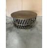 MACABANE - Table basse ronde 89x89cm aluminium doré piètement graphique