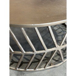 MACABANE - Table basse ronde 89x89cm aluminium doré piètement graphique