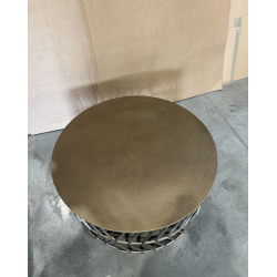 MACABANE - Table basse ronde 89x89cm aluminium doré piètement graphique