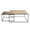 MACABANE - Table carrée aluminium doré pieds métal