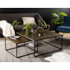MACABANE - Table carrée aluminium doré pieds métal