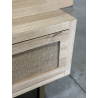 MACABANE - Table basse 2 tiroirs toile de jute pieds métal doré