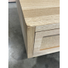 MACABANE - Table basse 2 tiroirs toile de jute pieds métal doré