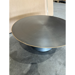 MACABANE - Table basse ronde 80x80cm fer noir et bordure dorée